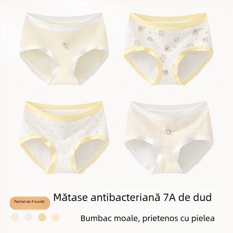 Chiloți din bumbac pentru fete, Clasa A, 9–12 ani, toamnă–iarnă, talie medie, confortabili, care nu se ridică