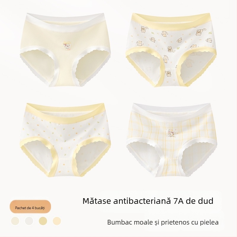 Chiloți din bumbac pentru fete, Clasa A, 9–12 ani, toamnă–iarnă, talie medie, confortabili, care nu se ridică