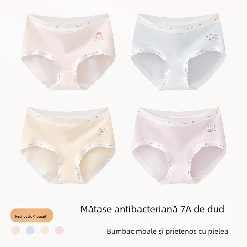 Chiloți din bumbac pentru fete, Clasa A, 9–12 ani, toamnă–iarnă, talie medie, confortabili, care nu se ridică