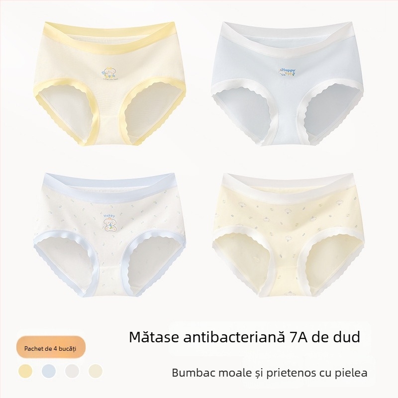 Chiloți din bumbac pentru fete, Clasa A, 9–12 ani, toamnă–iarnă, talie medie, confortabili, care nu se ridică