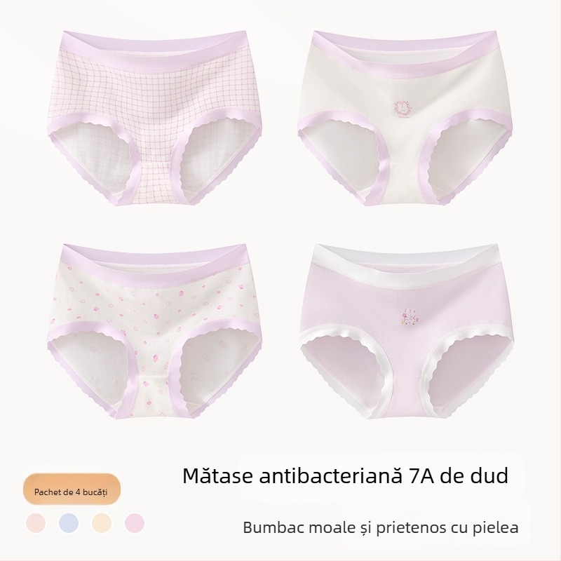 Chiloți din bumbac pentru fete, Clasa A, 9–12 ani, toamnă–iarnă, talie medie, confortabili, care nu se ridică