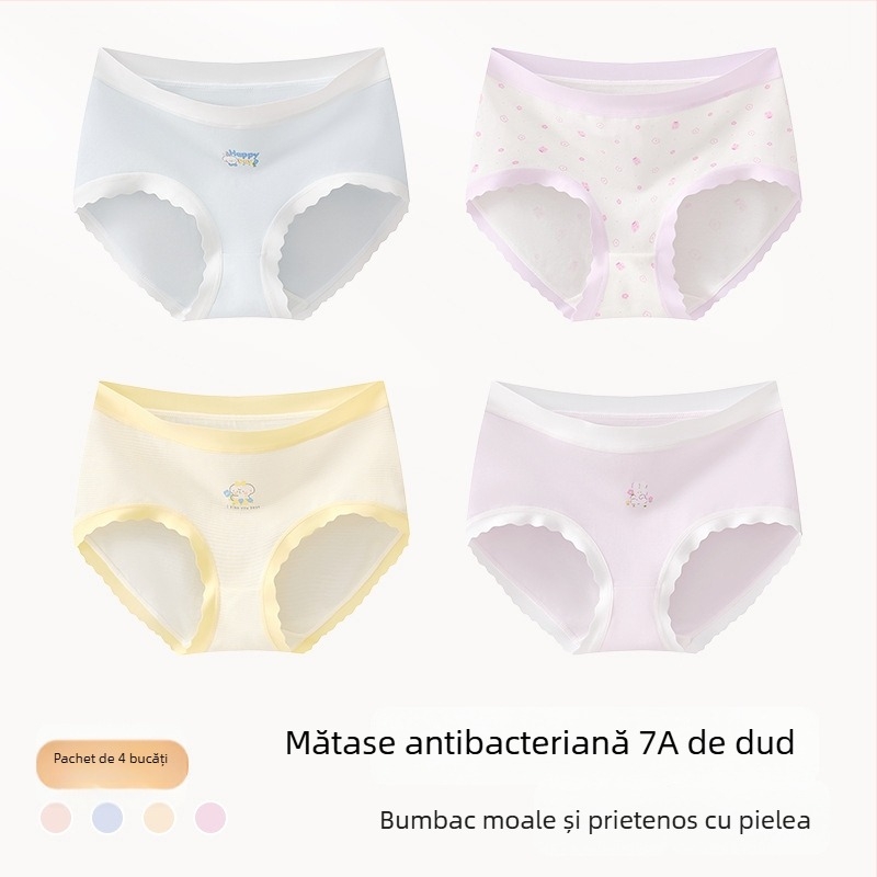 Chiloți din bumbac pentru fete, Clasa A, 9–12 ani, toamnă–iarnă, talie medie, confortabili, care nu se ridică