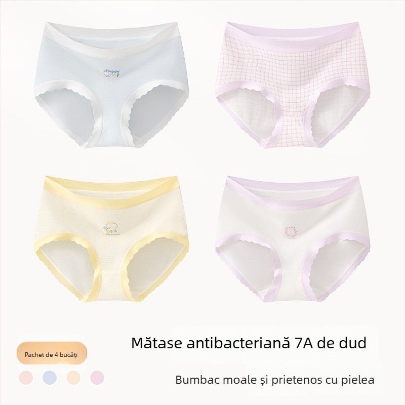 Chiloți din bumbac pentru fete, Clasa A, 9–12 ani, toamnă–iarnă, talie medie, confortabili, care nu se ridică