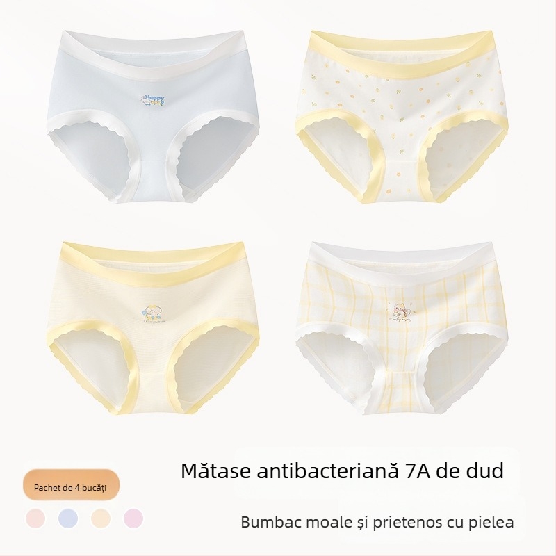 Chiloți din bumbac pentru fete, Clasa A, 9–12 ani, toamnă–iarnă, talie medie, confortabili, care nu se ridică