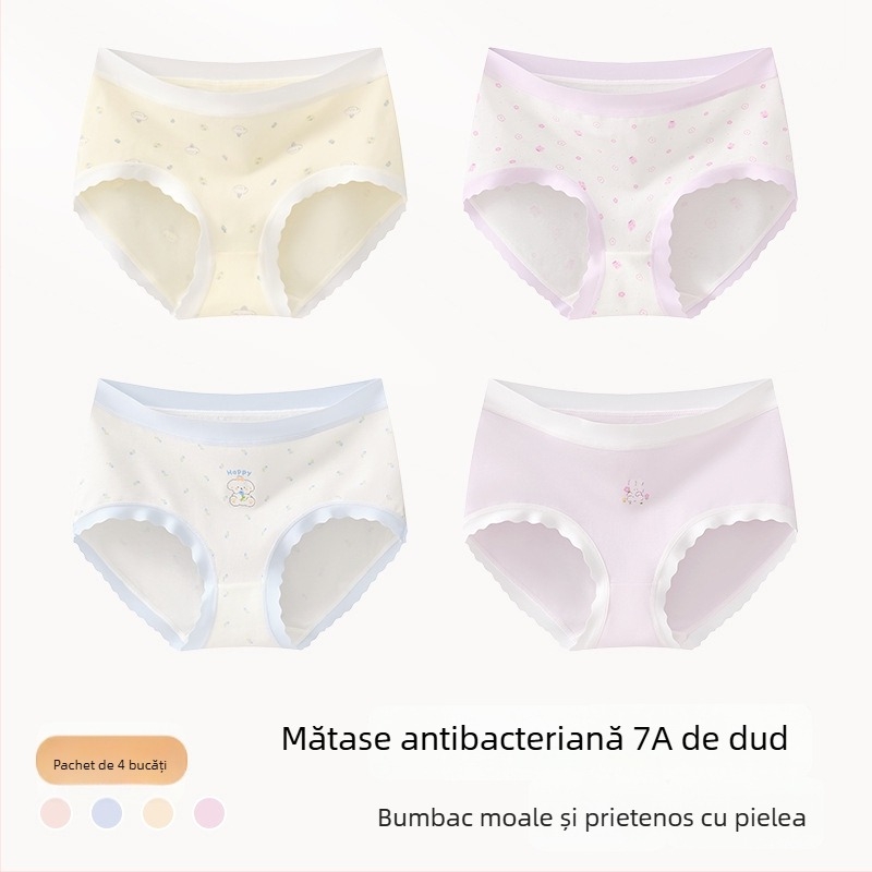Chiloți din bumbac pentru fete, Clasa A, 9–12 ani, toamnă–iarnă, talie medie, confortabili, care nu se ridică