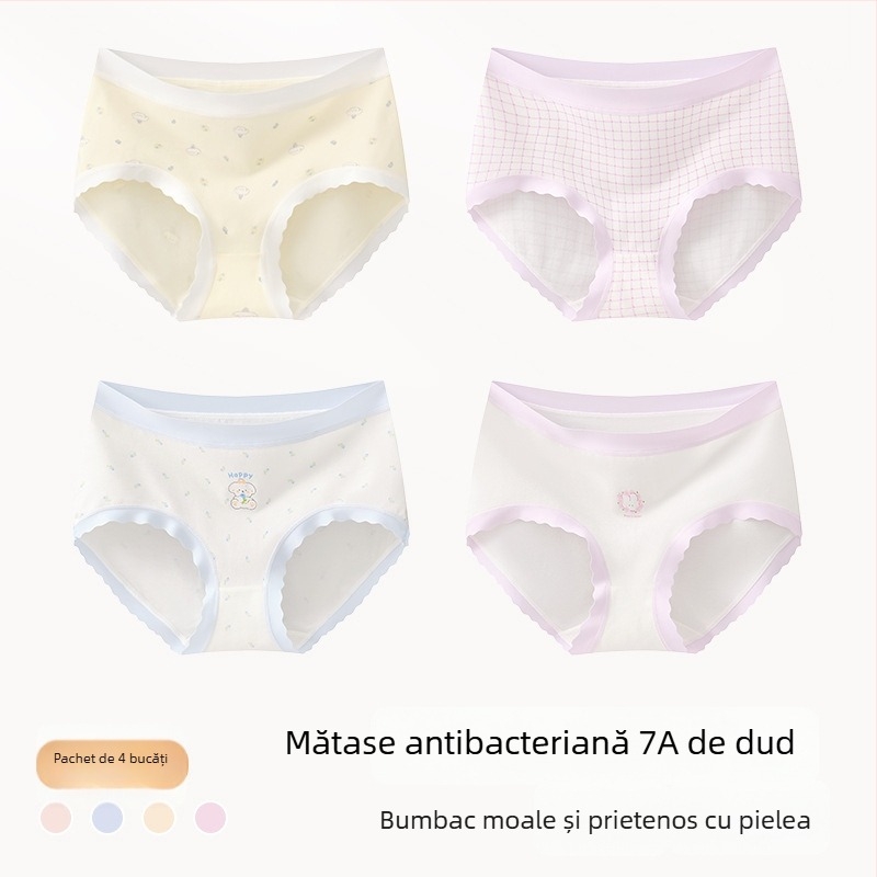 Chiloți din bumbac pentru fete, Clasa A, 9–12 ani, toamnă–iarnă, talie medie, confortabili, care nu se ridică