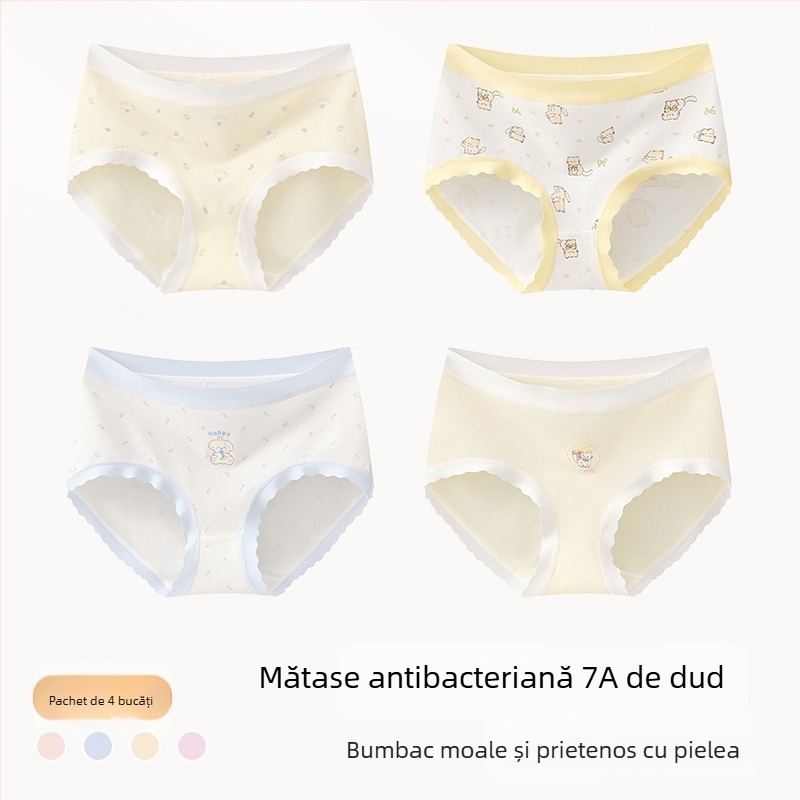 Chiloți din bumbac pentru fete, Clasa A, 9–12 ani, toamnă–iarnă, talie medie, confortabili, care nu se ridică