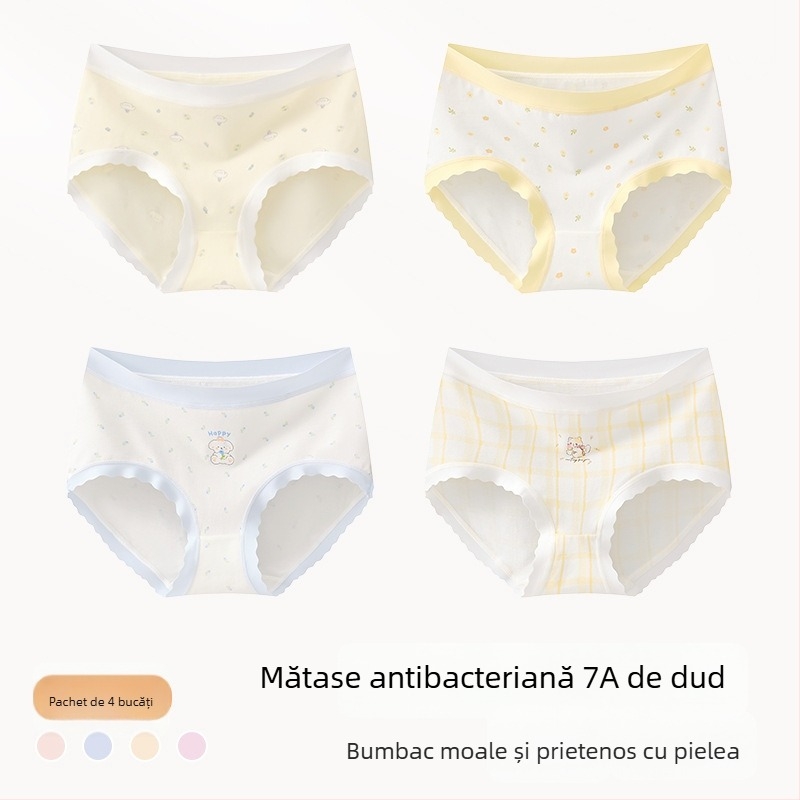 Chiloți din bumbac pentru fete, Clasa A, 9–12 ani, toamnă–iarnă, talie medie, confortabili, care nu se ridică