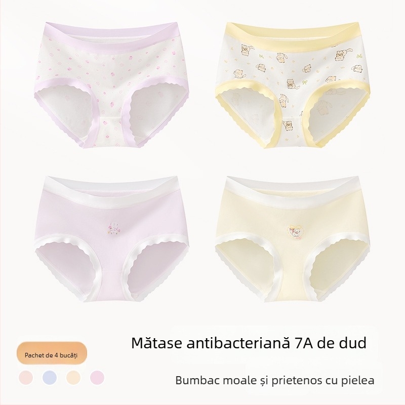Chiloți din bumbac pentru fete, Clasa A, 9–12 ani, toamnă–iarnă, talie medie, confortabili, care nu se ridică