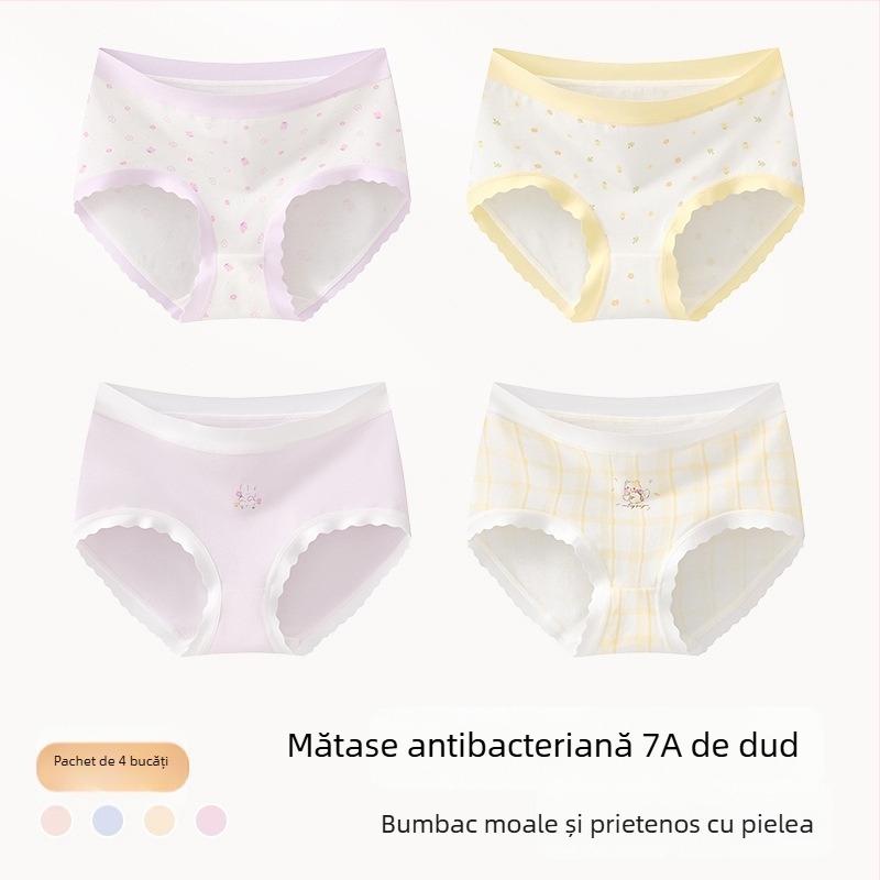 Chiloți din bumbac pentru fete, Clasa A, 9–12 ani, toamnă–iarnă, talie medie, confortabili, care nu se ridică