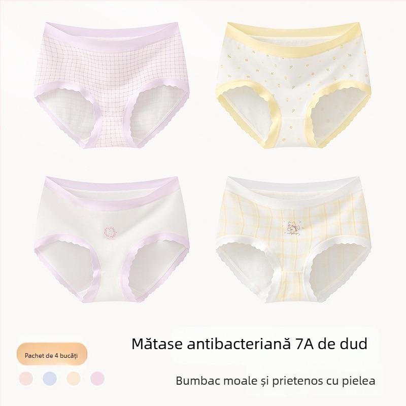 Chiloți din bumbac pentru fete, Clasa A, 9–12 ani, toamnă–iarnă, talie medie, confortabili, care nu se ridică