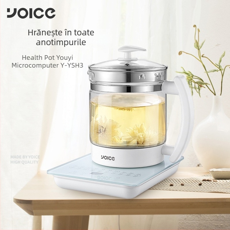 Ceainic din sticlă pentru sănătate, multifuncțional, cu funcție de fierbere și infuzare ceai, 1–1,5 L, model Y-YSH3
