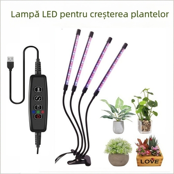 Lampa LED pentru creșterea plantelor, spectru complet, cu temporizator, pentru răsaduri, suculente și flori