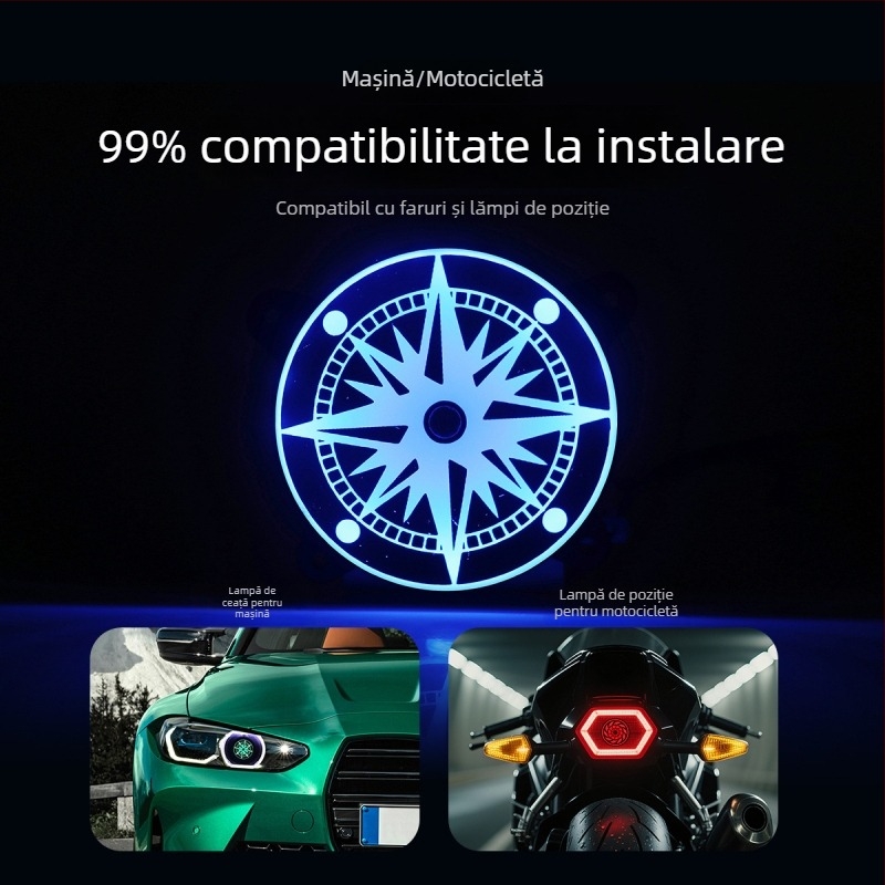 (2,5–3 inci) Lumină de frână LED rotativă pentru motocicletă, cu lentilă RGB interioră și far posterior integrat
