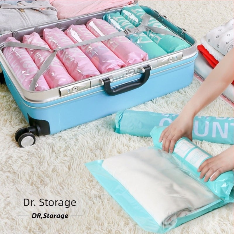 DR.STORAGE Set de 6 saci de depozitare pentru haine, cu compresie prin vid, impermeabili, portabili