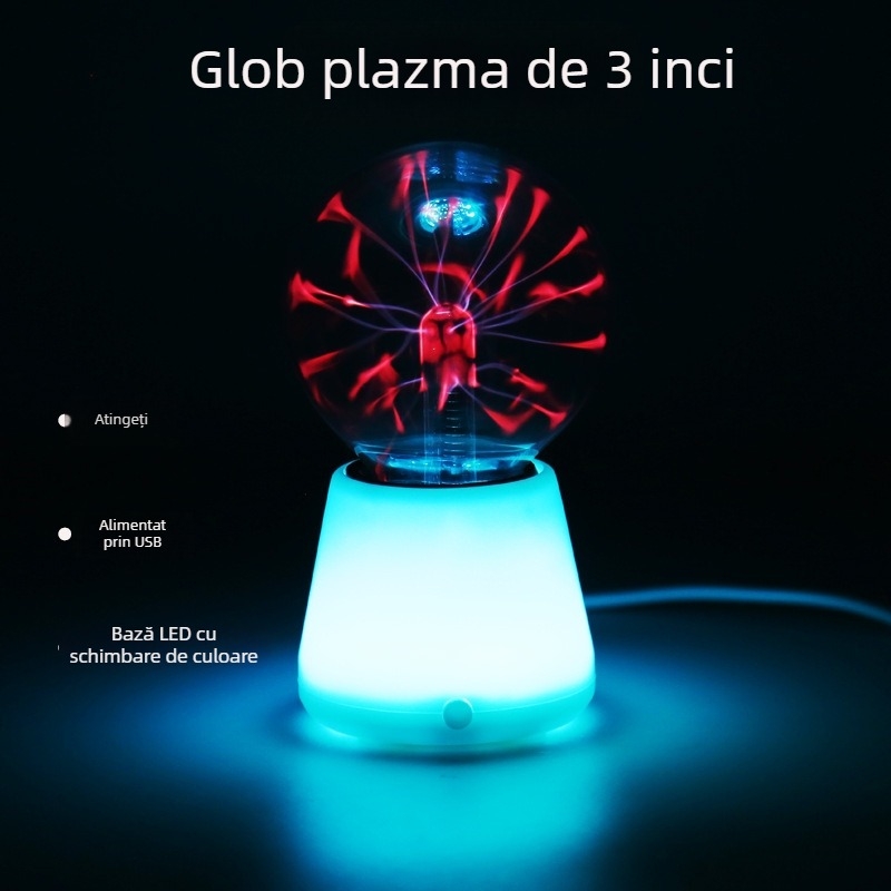 Lampa de noapte USB cu Bilă Ionică — Bilă electrostatică magică, senzor tactil, iluminare ambientală