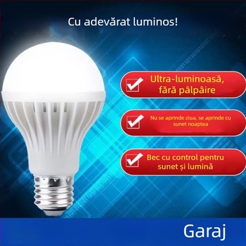 Bec LED cu bază E27, control vocal și de lumină, senzor de mișcare pentru hol, economie de energie, uz casnic
