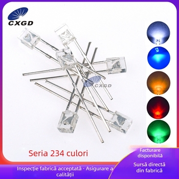 234 LED-uri transparente alb, albastru, roșu și galben, mărgele pătrate 2×3×4 mm