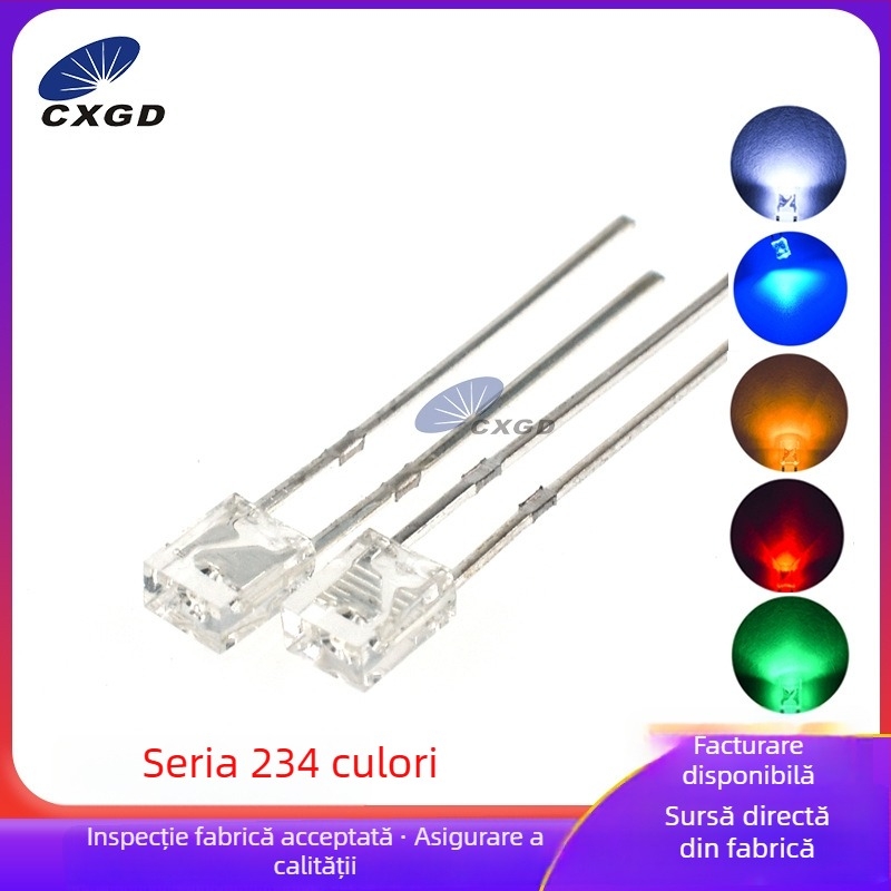 234 LED-uri transparente alb, albastru, roșu și galben, mărgele pătrate 2×3×4 mm