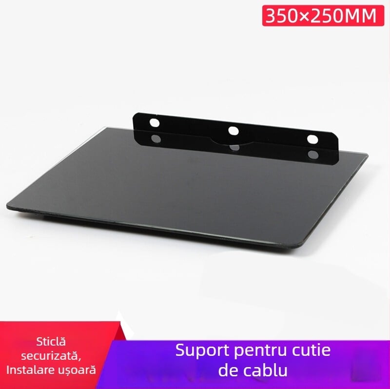 Raft universal din sticlă securizată, grosime mare, pentru decodor/set-top box, tavă pentru TV/DVD și router