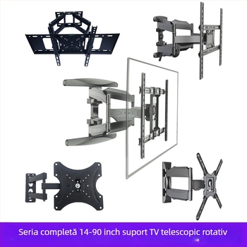 Montaj universal pentru televizor, 40–80 inch, telescopic, cu rotire pe perete și reglare sus/jos/stânga/dreapta
