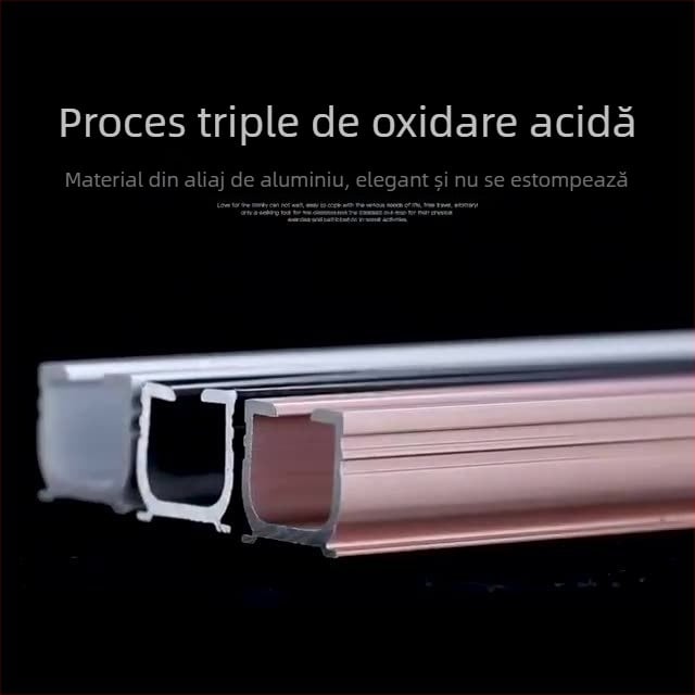 Şină de perdeu din aliaj de aluminiu cu două şine, montaj superior silenţios, tip cârlig, rulmenți telescopici pentru perdele