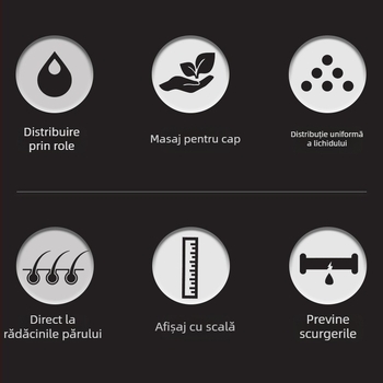 Aplicator pentru scalp cu Minoxidil, pieptene cu roller pentru masaj și dozator de lichid pentru creșterea și întărirea părului