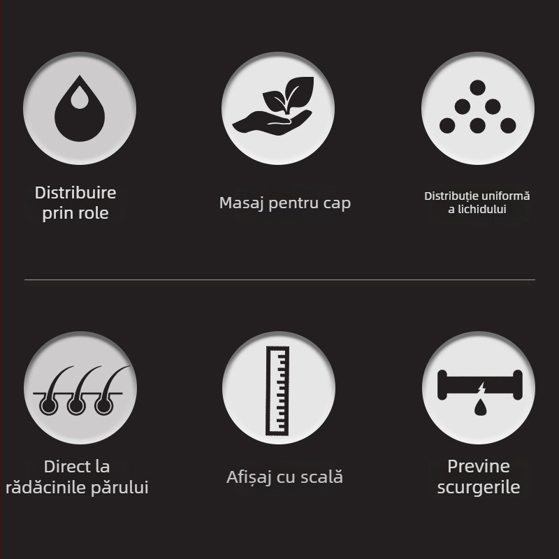 Aplicator pentru scalp cu Minoxidil, pieptene cu roller pentru masaj și dozator de lichid pentru creșterea și întărirea părului