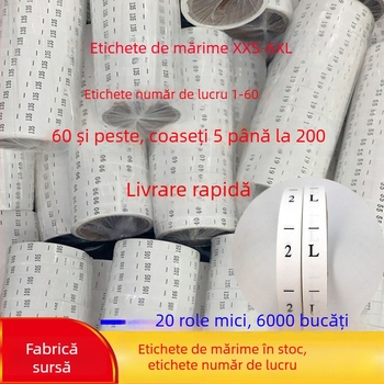 Etichetă de mărime pentru haine de copii — etichetă din hârtie și material textil, etichetă cu cod de spălare, etichetă universală pentru haine, etichetă cu număr de identificare digital, en-gros