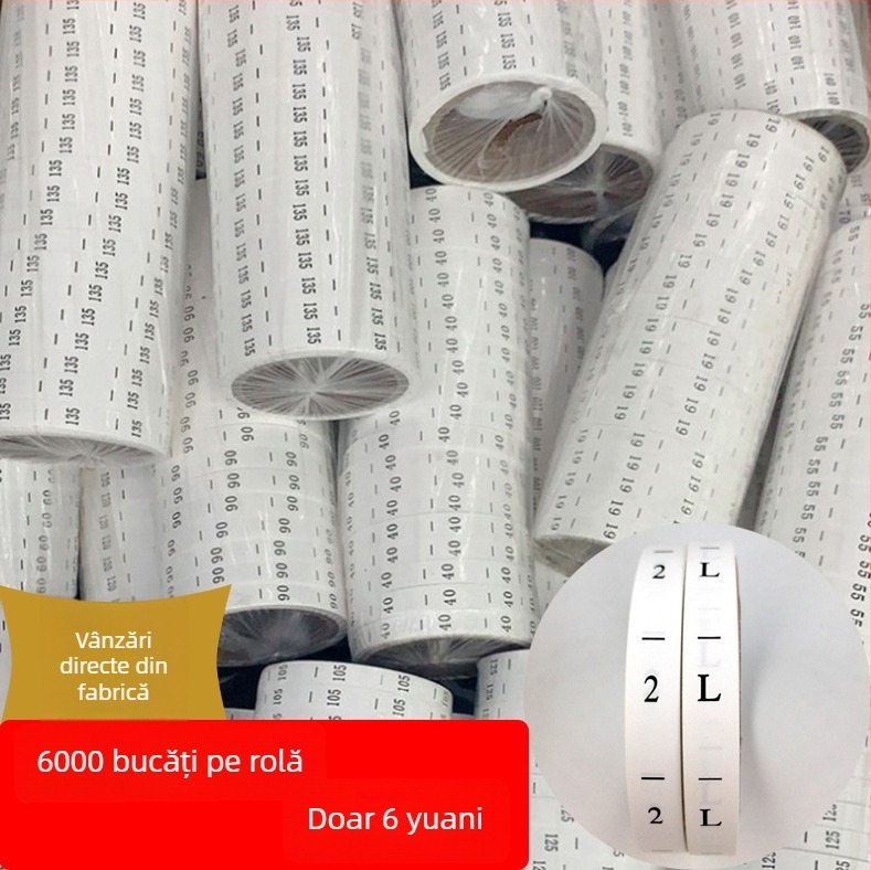 Etichetă de mărime pentru haine de copii — etichetă din hârtie și material textil, etichetă cu cod de spălare, etichetă universală pentru haine, etichetă cu număr de identificare digital, en-gros