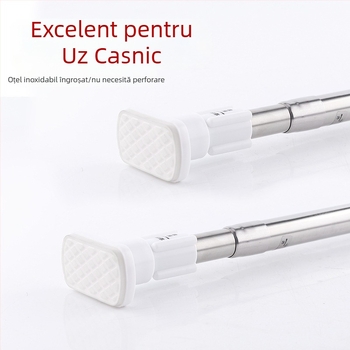 Bară telescopică reglabilă din oțel inoxidabil pentru baie — utilizare universală pe balcoane, montaj fără găuri, pentru perdea de duș și uscat haine