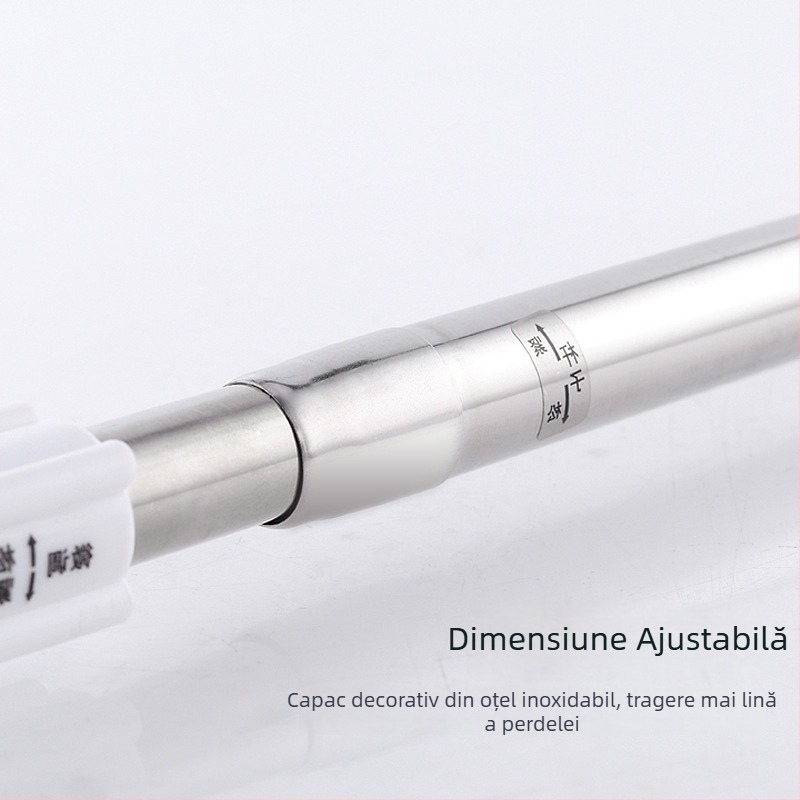 Bară telescopică reglabilă din oțel inoxidabil pentru baie — utilizare universală pe balcoane, montaj fără găuri, pentru perdea de duș și uscat haine