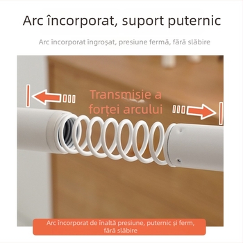 Bară pentru perdele, montaj fără găuri, suport vopsit îngroșat, bară telescopică romană pentru fereastră de tip bay, bară unică