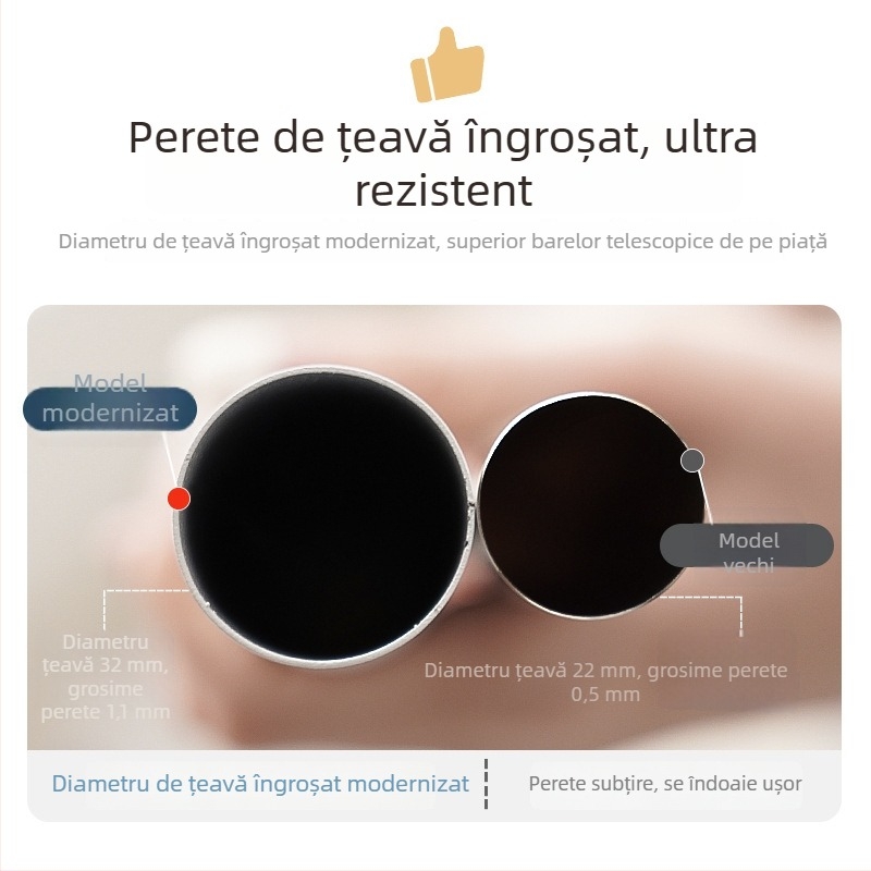 Bară pentru perdele, montaj fără găuri, suport vopsit îngroșat, bară telescopică romană pentru fereastră de tip bay, bară unică