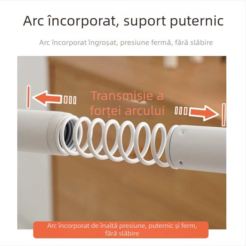 Bară pentru perdele, montaj fără găuri, suport vopsit îngroșat, bară telescopică romană pentru fereastră de tip bay, bară unică