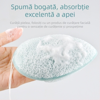 Marion Ou de frumusețe: burete de curățare facial din PU hidrofil, în formă de picătură, cu mănușă și șnur