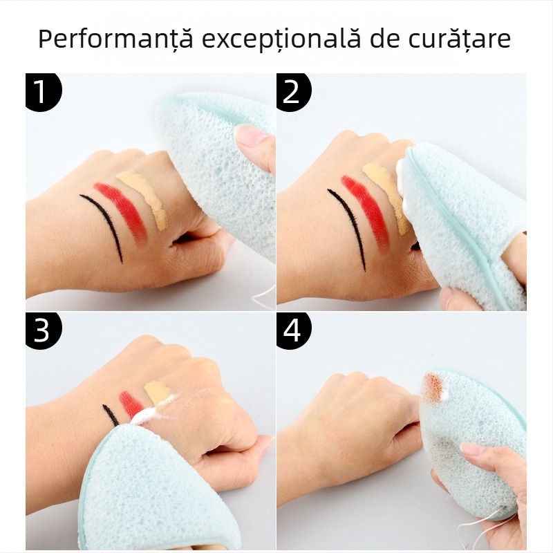 Marion Ou de frumusețe: burete de curățare facial din PU hidrofil, în formă de picătură, cu mănușă și șnur