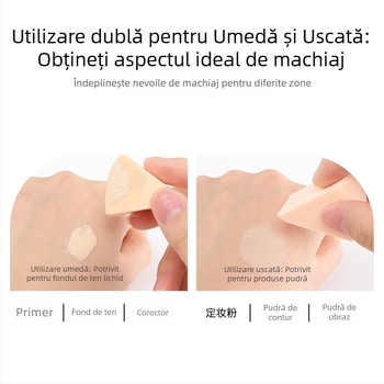 Burete de machiaj triunghiular, de unică folosință, pentru aplicare uscată și umedă, fond de ten gel