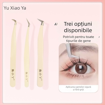Pensete pentru gene Yuxiaoya, din oțel inoxidabil, cu vârf auriu – instrument pentru începători