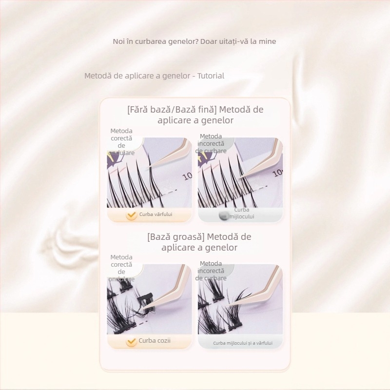 Clește pentru gene false, formă de 7, cu clip auriu în formă de pană – instrument pentru extensii gene pentru începători
