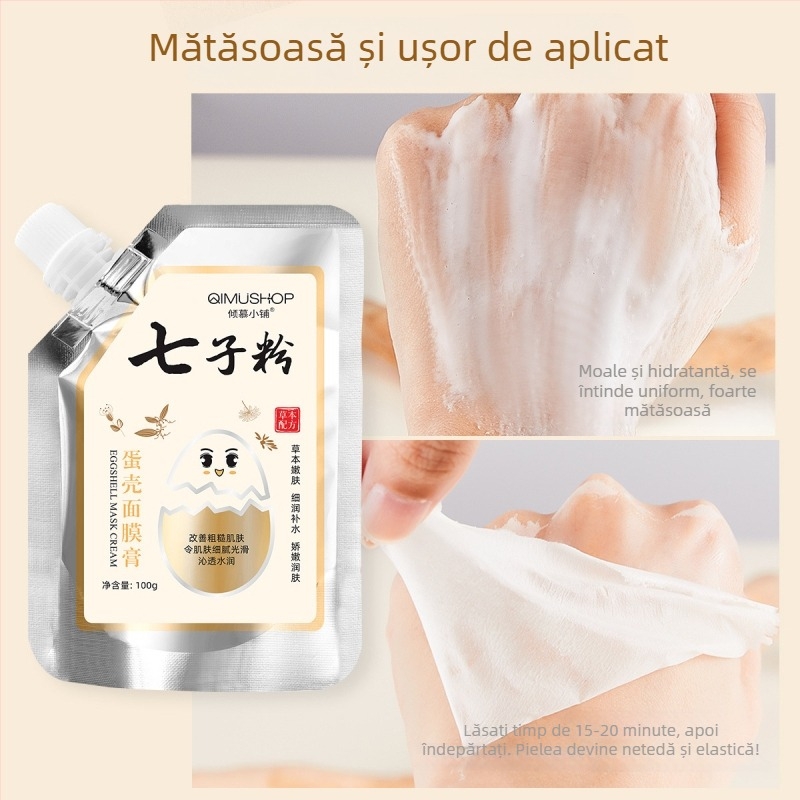 Admiration Shop Mască cu Pudră din Coajă de Ou cu Formulă pe Bază de Plante – Hidratantă, Luminantă, Mască Cremă-Gel