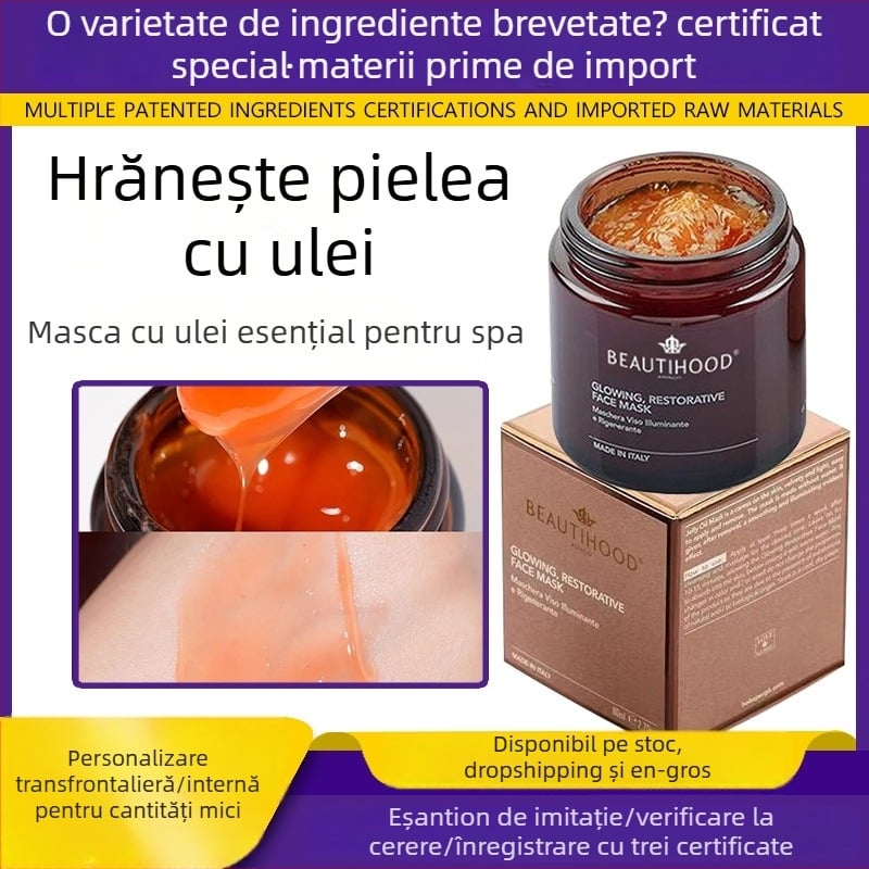 Mască facială cu ulei esențial pentru spa și salon de înfrumusețare – hidratează, luminează tonul pielii, tonifică și întinerește tenul