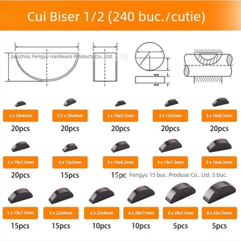 Set de pini de cheie din oțel de carbon, 530 de bucăți, în cutie, diametre 2–8 mm, pini rotunzi pentru chei, cu pini semi-circulari și paraleli rotunzi
