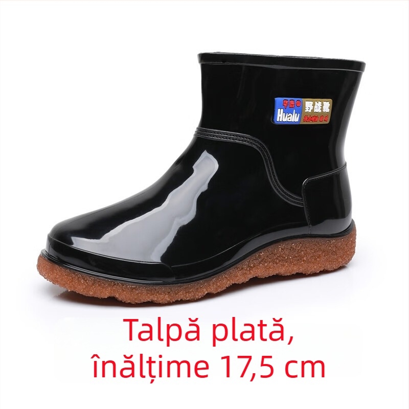 Ghete de ploaie impermeabile pentru bărbați, scurte, ușoare, antiderapante, talpă din cauciuc rezistentă, pentru exterior