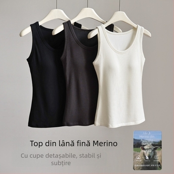 Vesta din lână Merino pentru femei, toamnă–iarnă, cu padding pentru piept, strat de bază cald, croială Slim, fără mâneci
