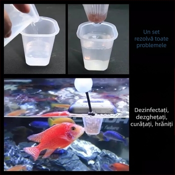 Cupă de hrănire din plastic pentru acvariu, cu pâlnie, pentru hrănire cu viermi de sânge congelați, nematode și Artemia