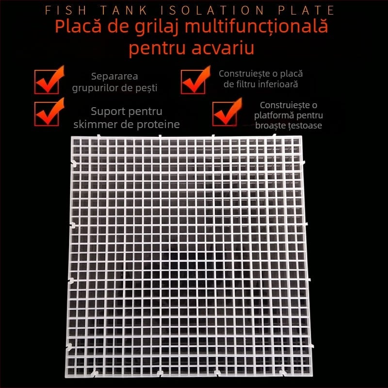 Panou de izolare inferior pentru acvariu cu pompă de filtrare din acrilic și separator din plasă plastică, detașabil