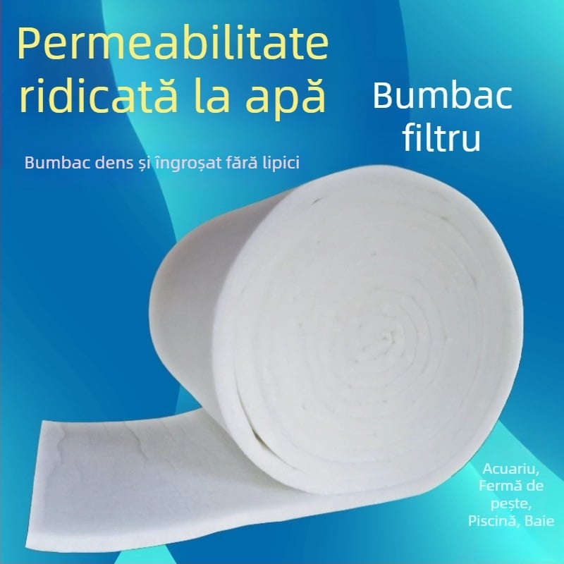 Filtru din bumbac alb, fără adeziv, pentru acvariu; filtrare cu densitate înaltă pentru acvarii mari și bazine cu pești