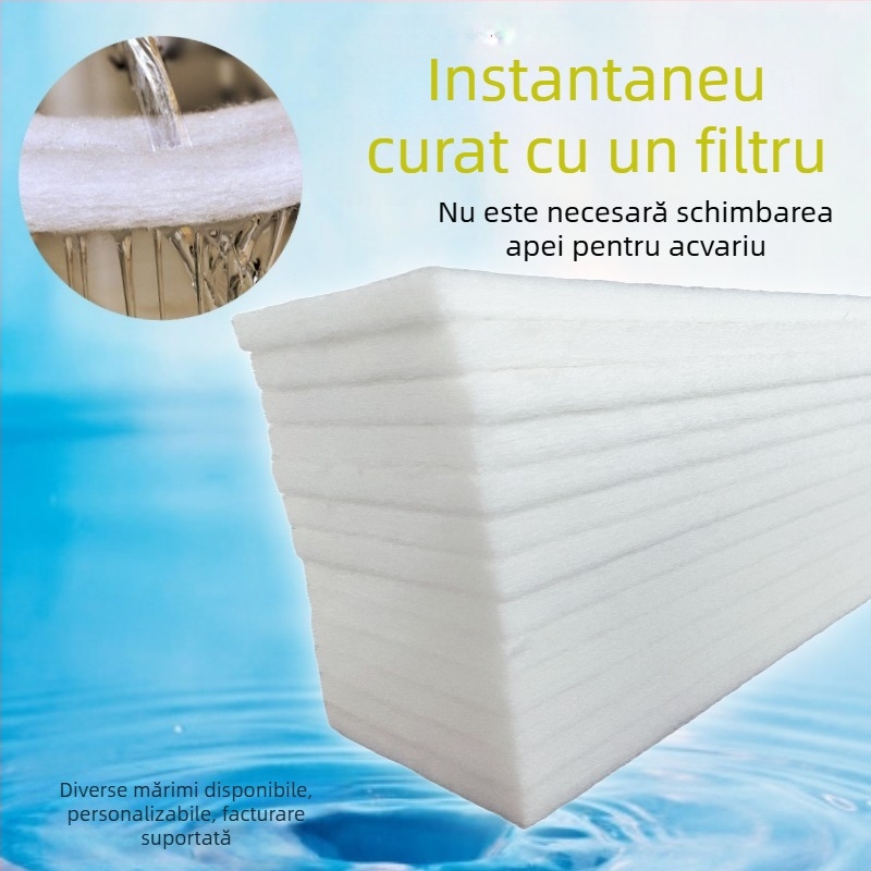Filtru din bumbac alb, fără adeziv, pentru acvariu; filtrare cu densitate înaltă pentru acvarii mari și bazine cu pești