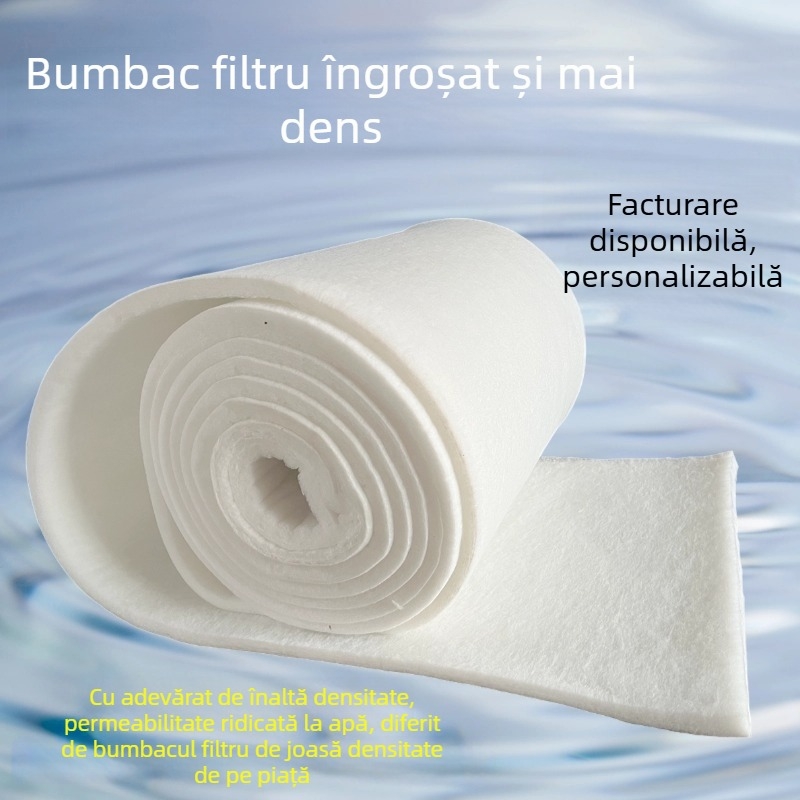 Filtru din bumbac alb, fără adeziv, pentru acvariu; filtrare cu densitate înaltă pentru acvarii mari și bazine cu pești
